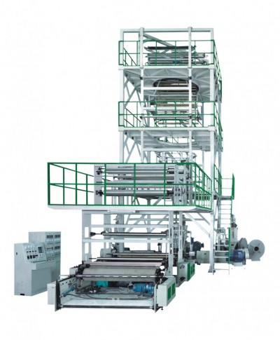 MD-3LA Three layers Co-extrusion oscillatory flatform film blowing machine set